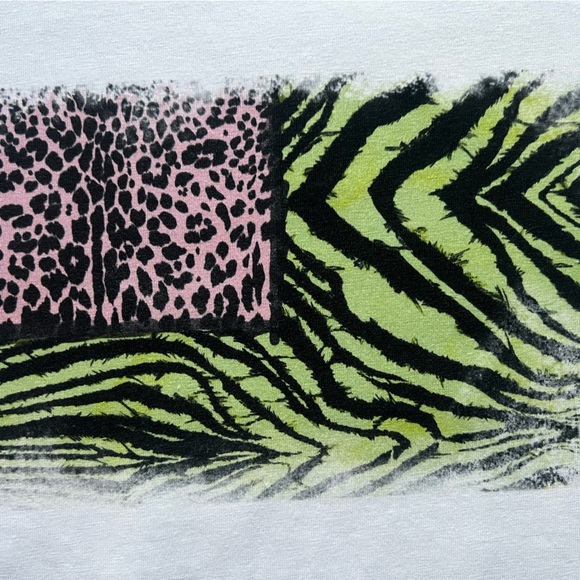 NWOT! Roberto Cavalli Pastel Neon Animal Flag Animalier Patchwork tee Size M - Picture 5 of 9